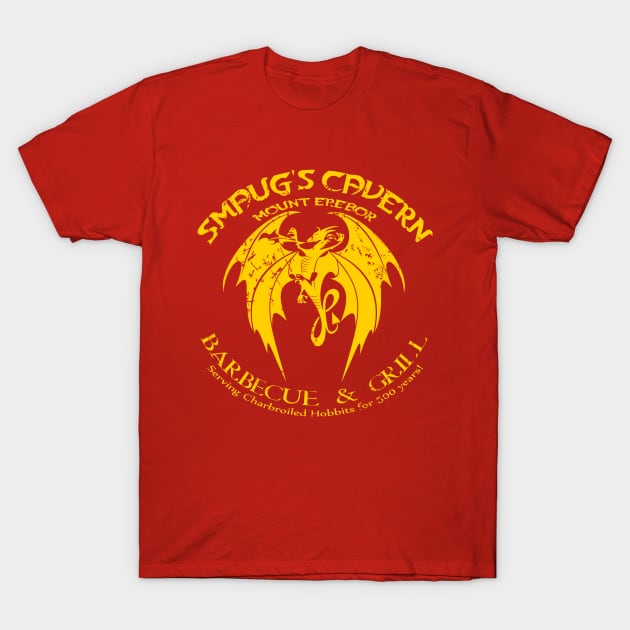 SMAUG'S CAVERN BARBECUE & GRILL VINTAGE VERSION T-Shirt by KARMADESIGNER T-SHIRT SHOP